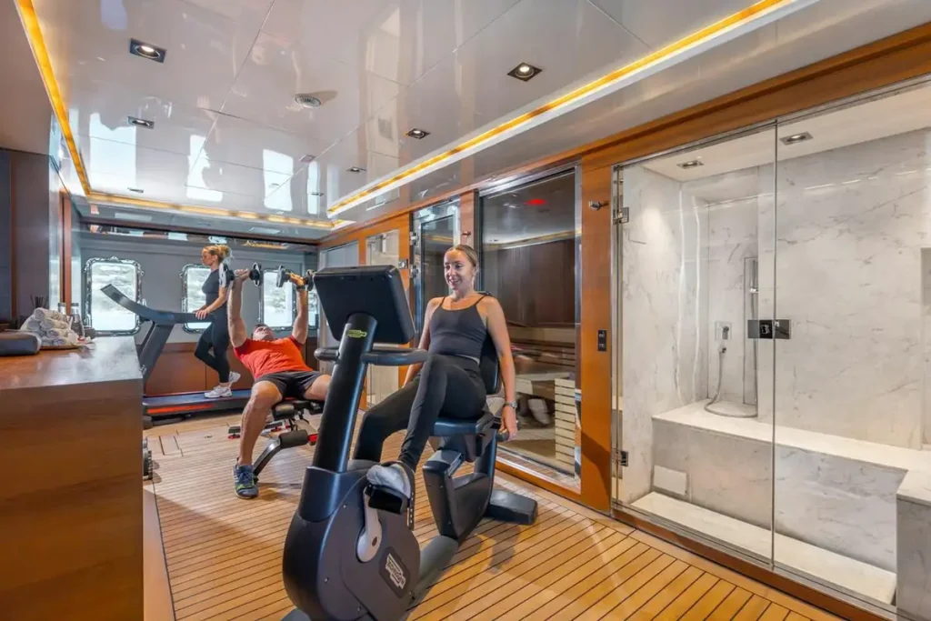 seven sins yacht charter gym area