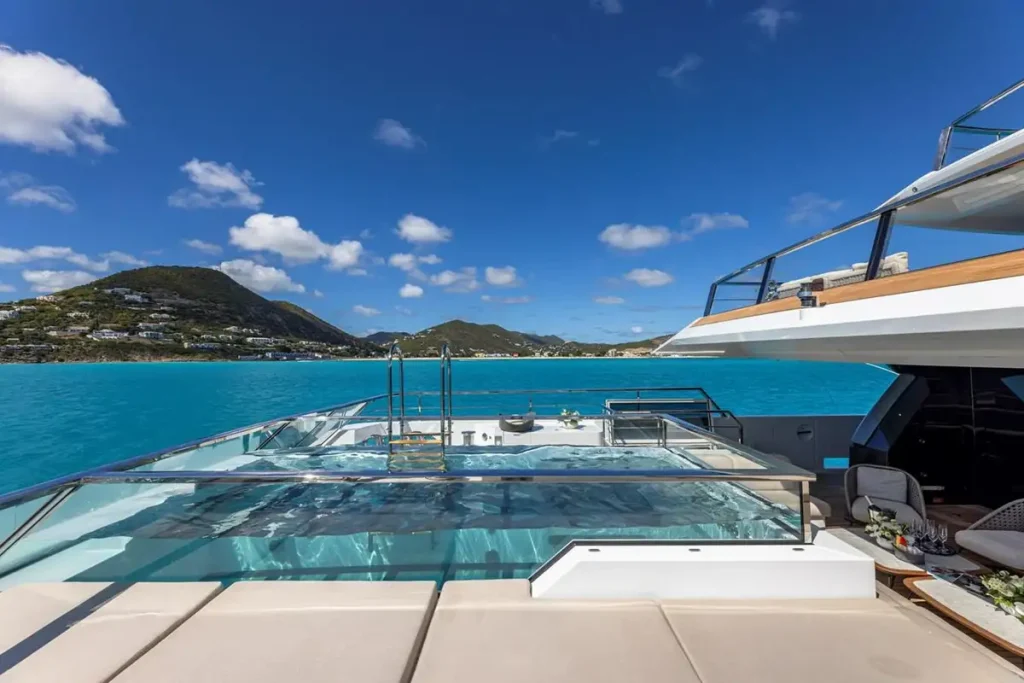 seven sins yacht charter main deck aft pool