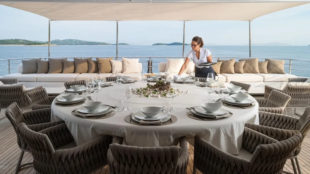 taleya yacht charter dining table