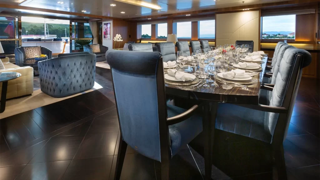 taleya yacht charter dining table