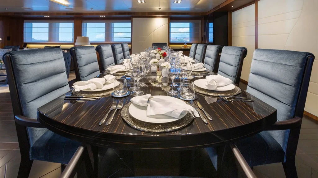 taleya yacht charter main dining table