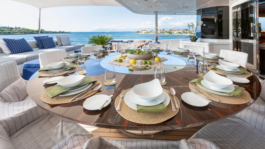 taleya yacht charter outdoor dining