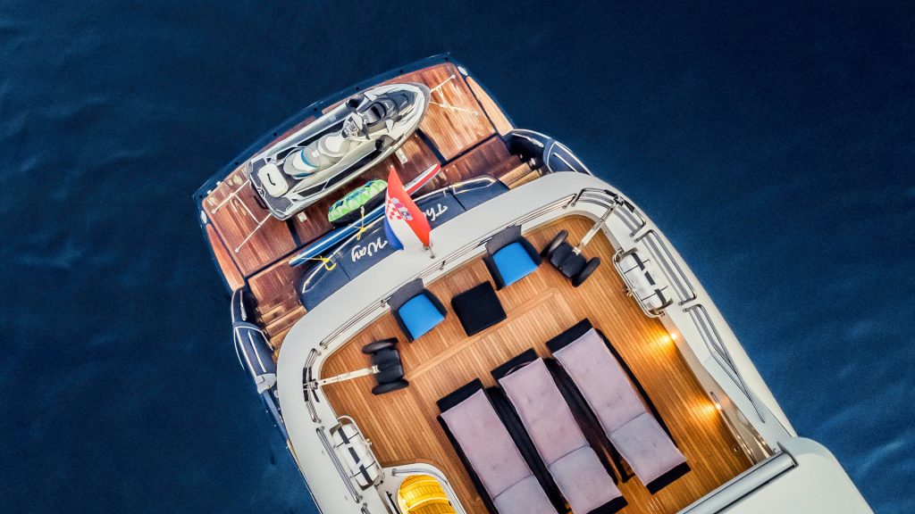 the best way yacht charter aft deck aerial view