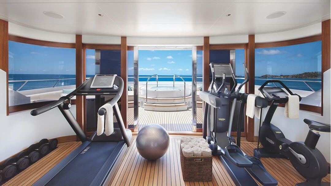 view on a superyacht gym