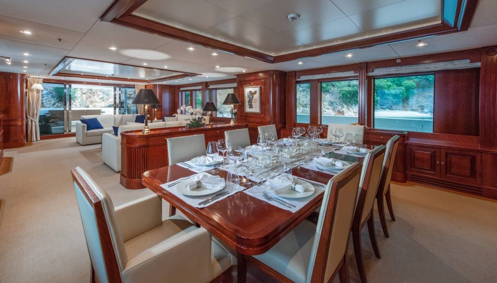 Tirea yacht charter main dining area