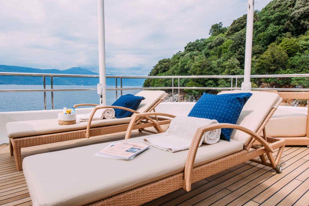 Tirea yacht charter sun loungers