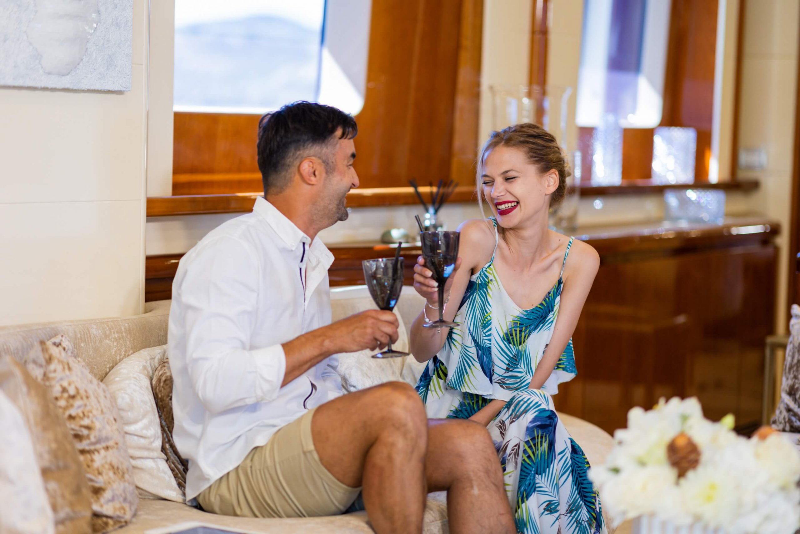 Cocktails on a yacht charter