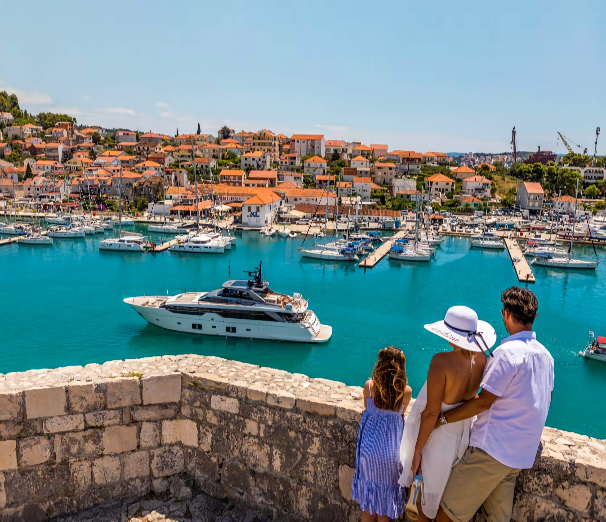 guests watching their private yacht in trogir
