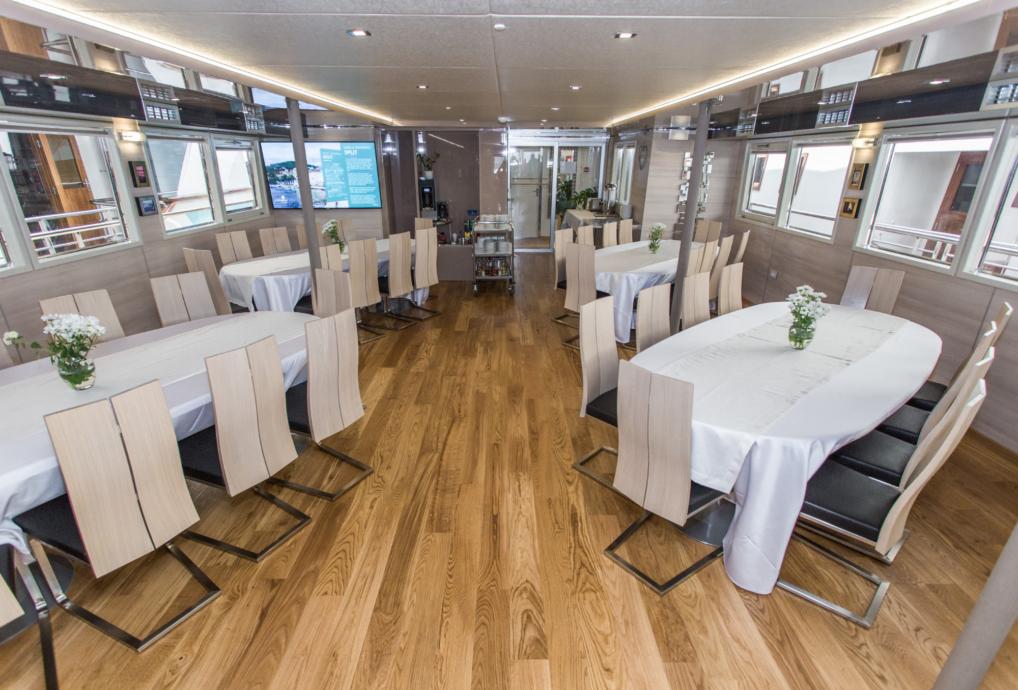 Riva yacht charter dining area