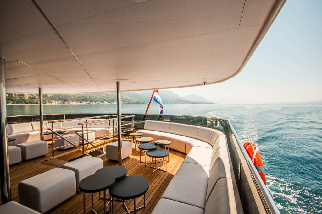 black swan yacht charter upper deck lounge area