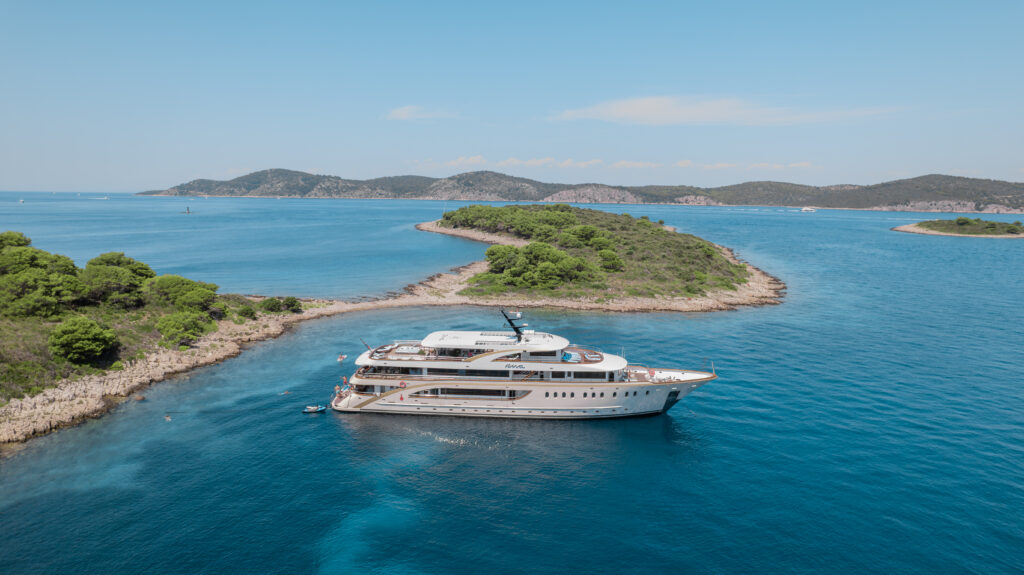 riva yacht charter aerial view