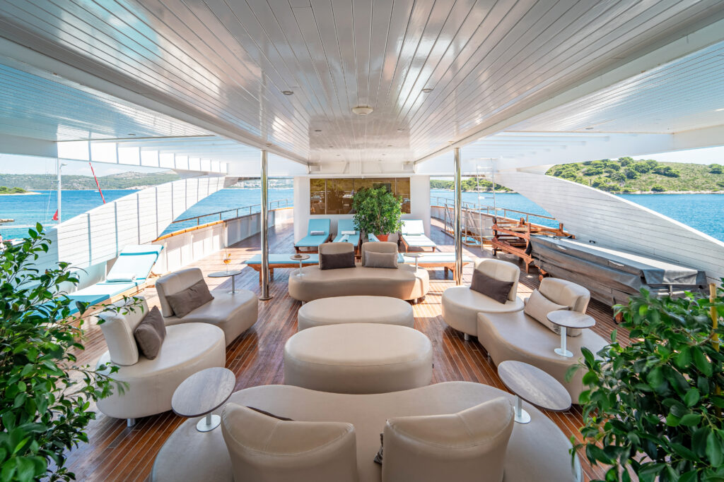 riva yacht charter sundeck seating area
