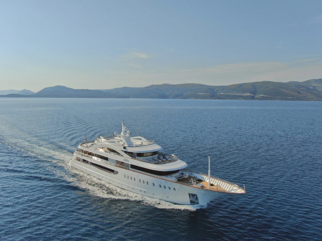 anthea yacht charter cruising front view
