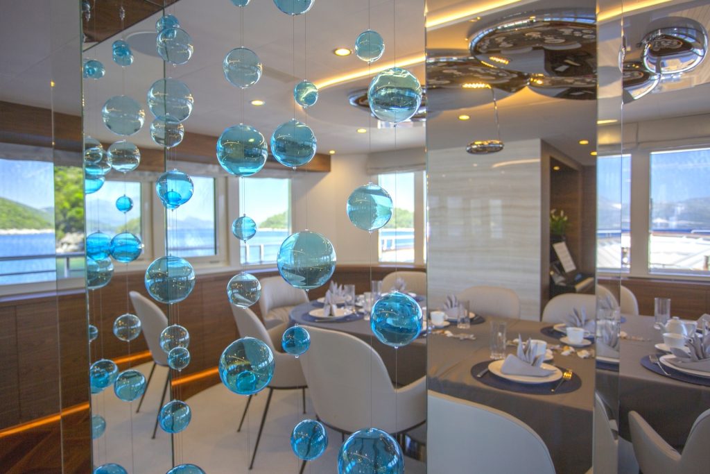 anthea yacht charter decorations in dining area