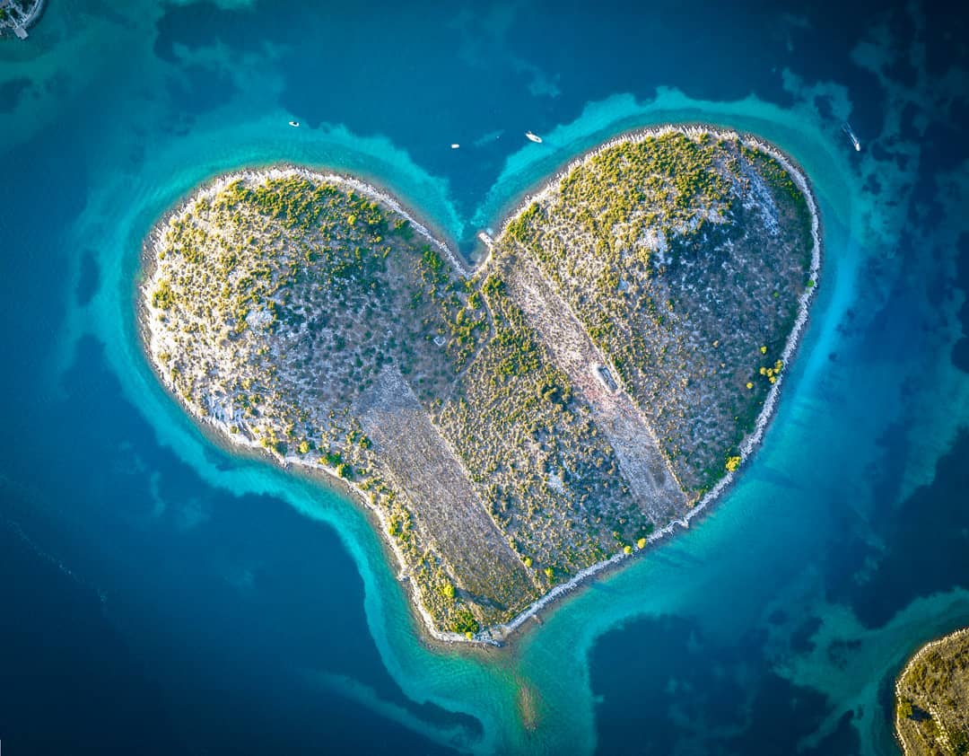 Yacht charter on a heart shape island