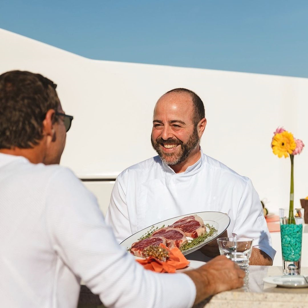 yacht charter support chef with steaks
