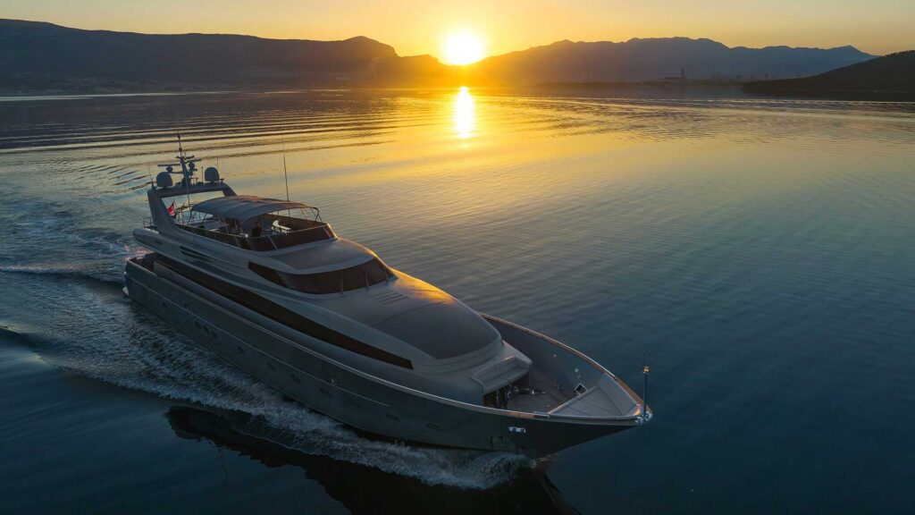 anavi yacht charter during the sunset