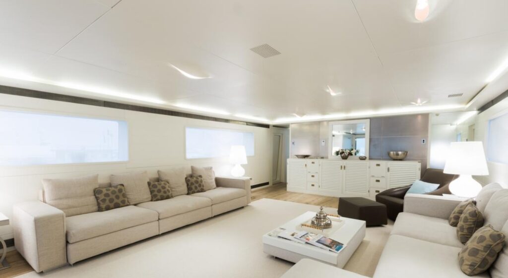 sofas in the main salon indoor anavi yacht