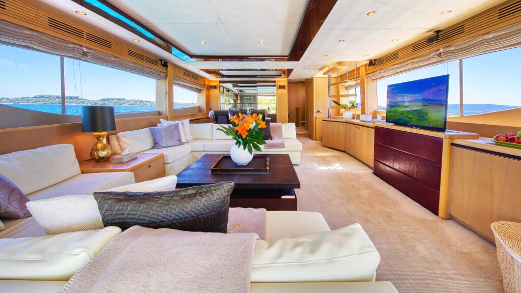 insieme yacht charter main deck salon view