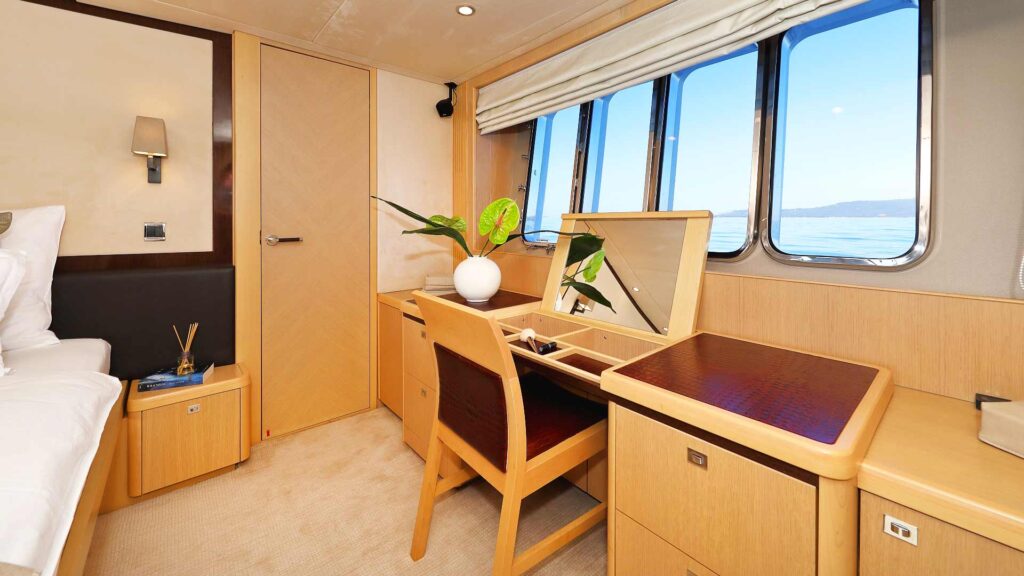 insieme yacht charter vanity desk in the master suite