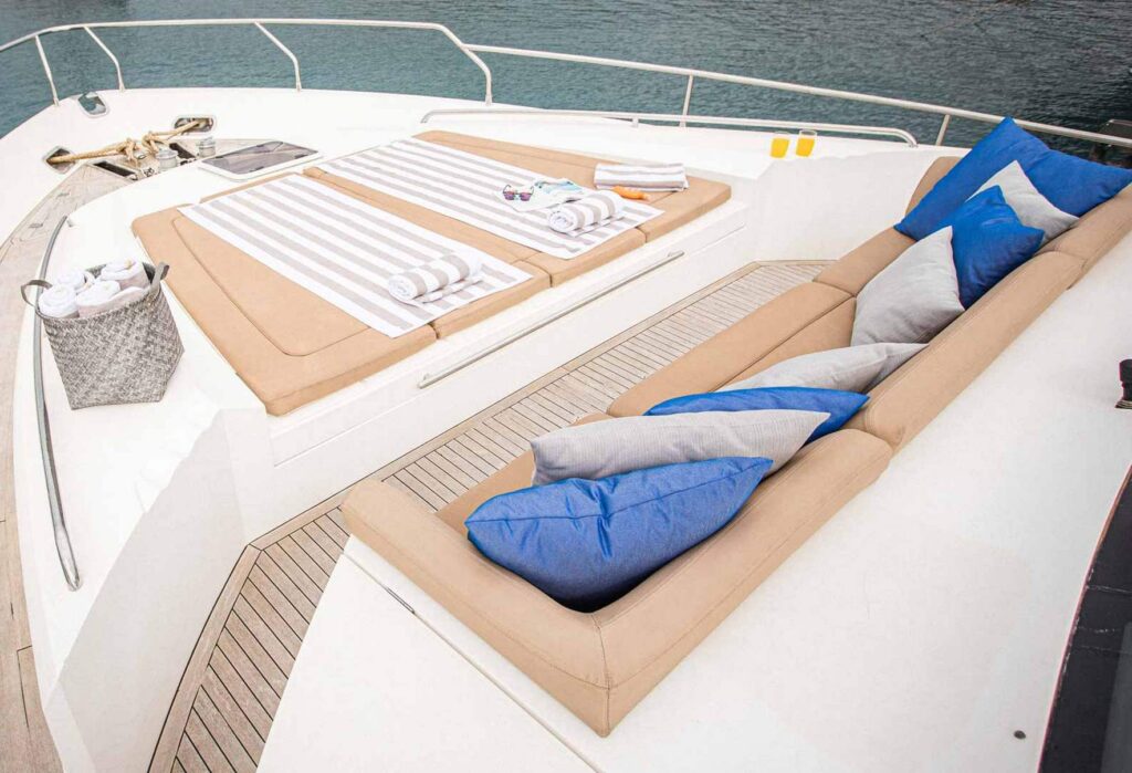 front deck sunbathing area insieme yacht charter