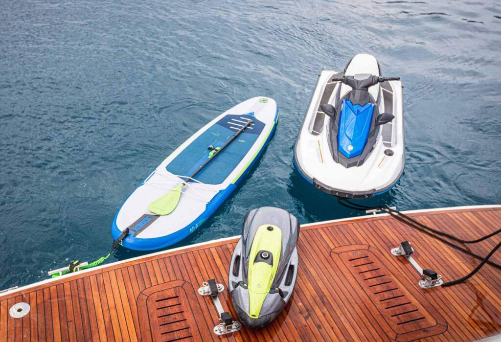 water toys seabob, jet ski and sup board