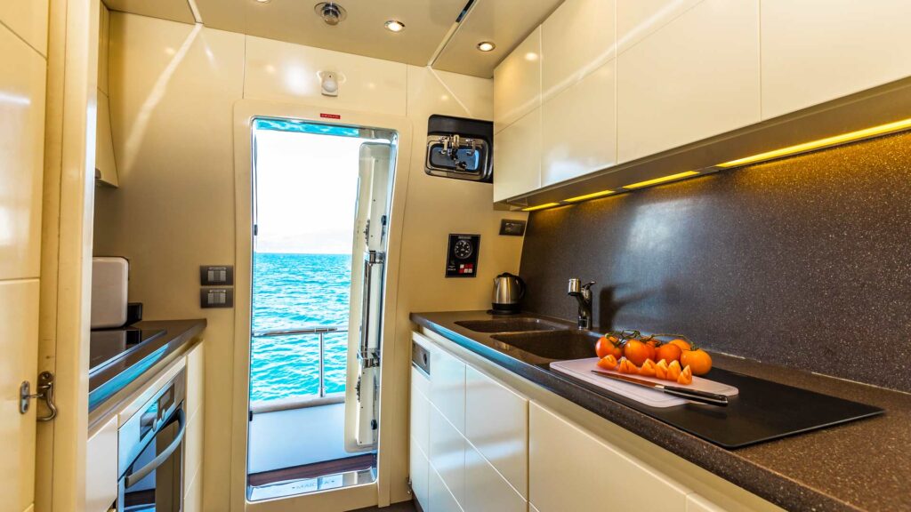 hope i yacht charter galley area