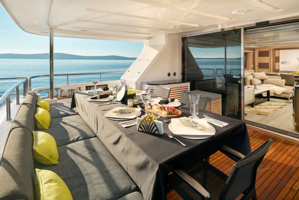 ocean drive yacht charter aft deck dining area