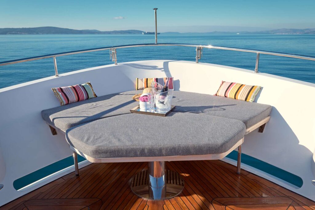 ocean drive yacht charter front deck lounge