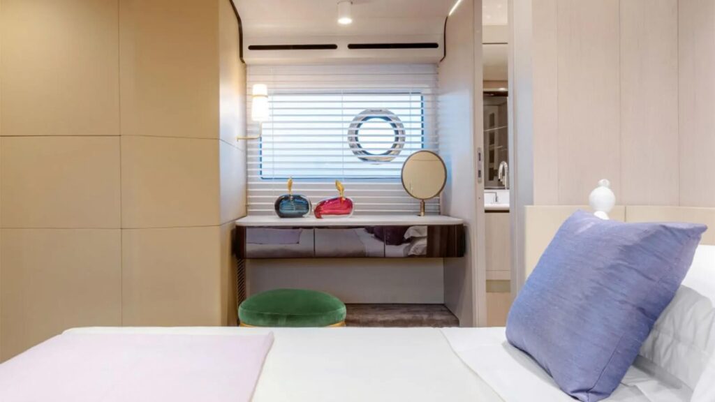 omr group yacht charter master suite vanity desk