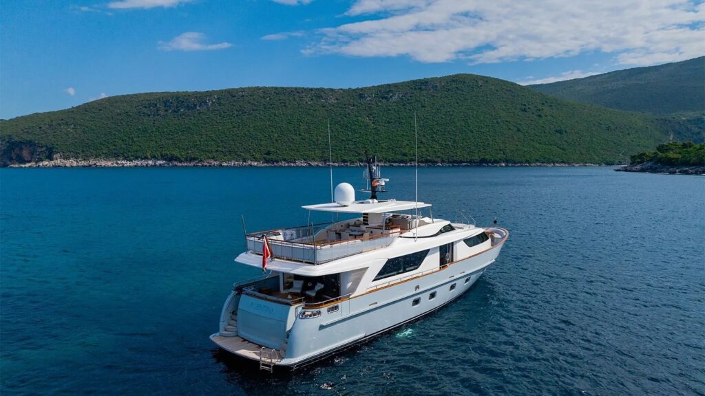 valentina ii yacht charter aerial rear view