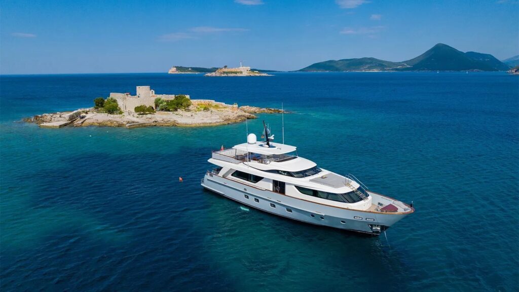 valentina ii yacht charter aerial view
