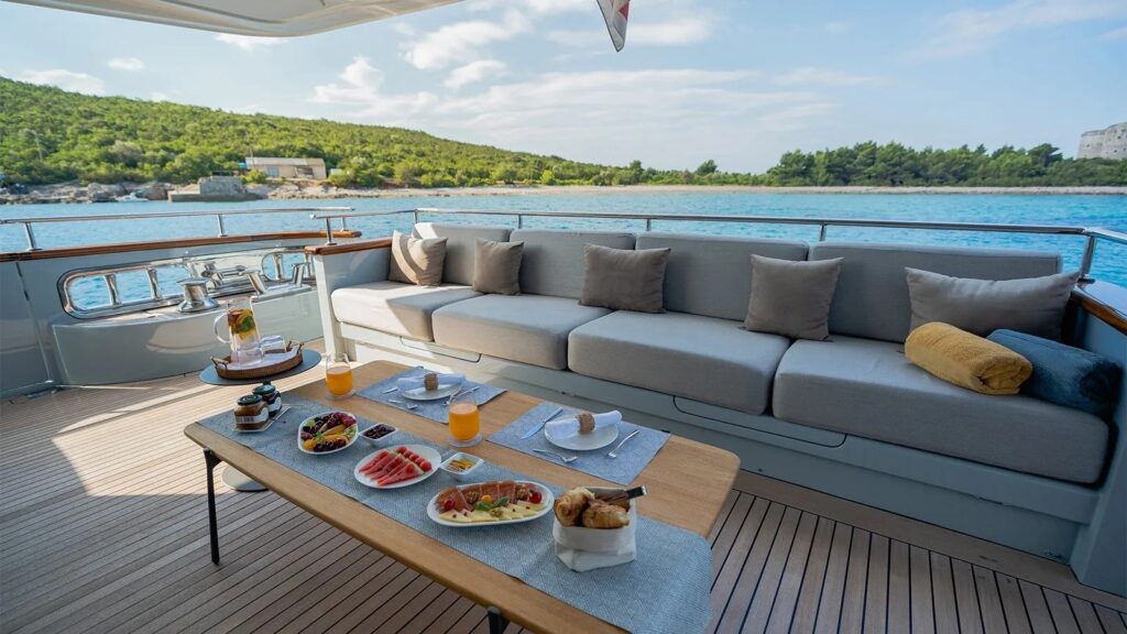 valentina ii yacht charter aft deck lounge