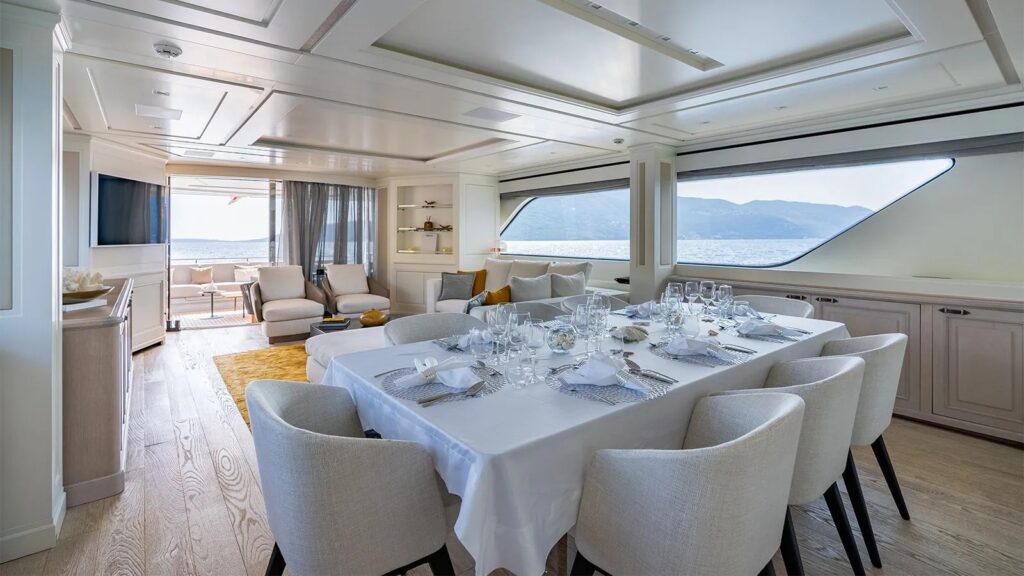 valentina ii yacht charter dining area