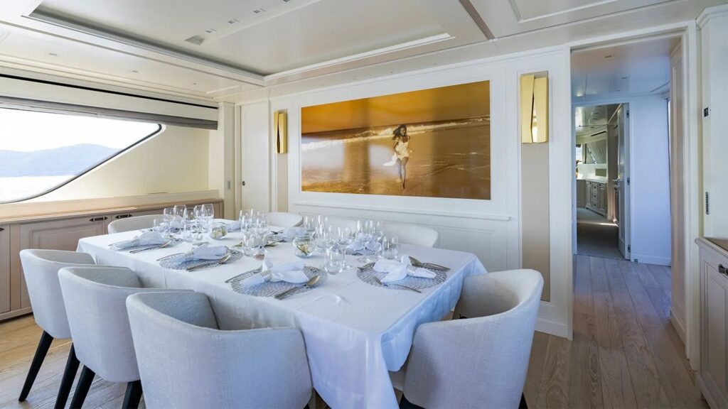 valentina ii yacht charter dining table