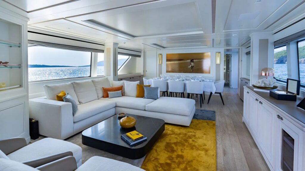 valentina ii yacht charter salon & dining area