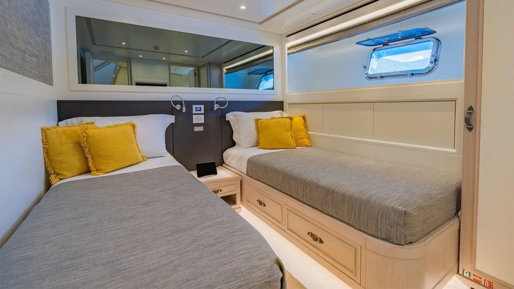 valentina ii yacht charter twin cabin beds