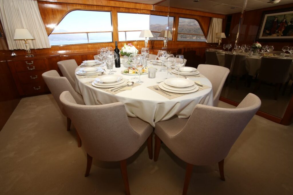 auriane yacht charter dining area
