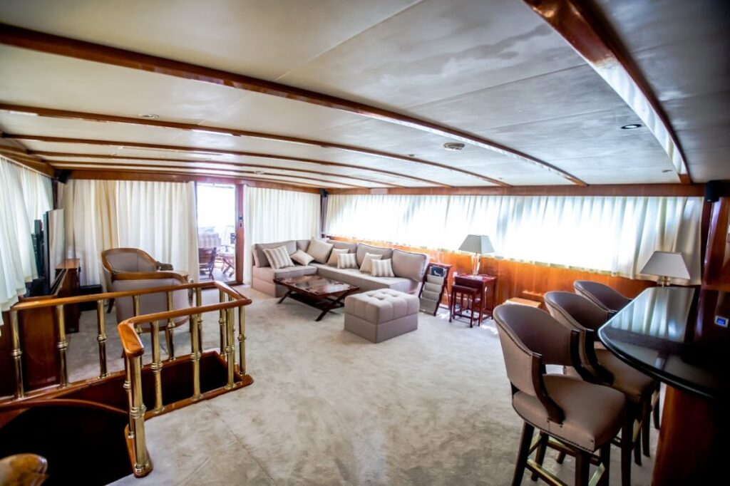 auriane yacht charter main salon looking aft