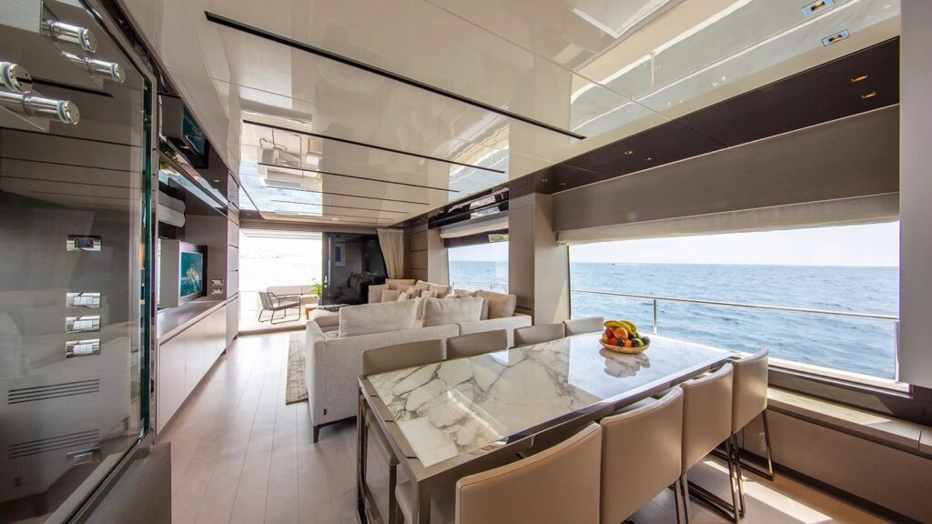 balance yacht charter dining table