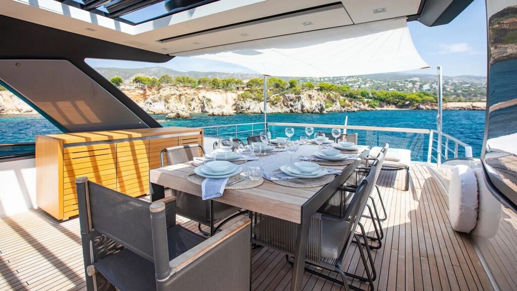 balance yacht charter dining table