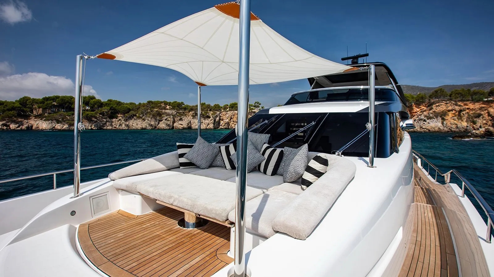 balance yacht charter front deck lounge, sunbathing on a yacht