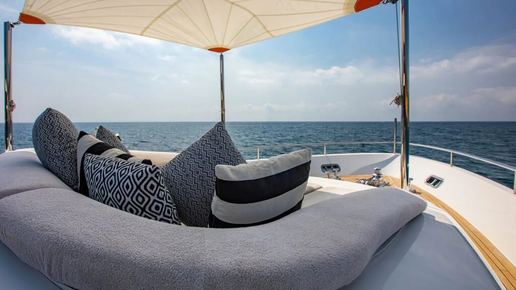 balance yacht charter front sofa