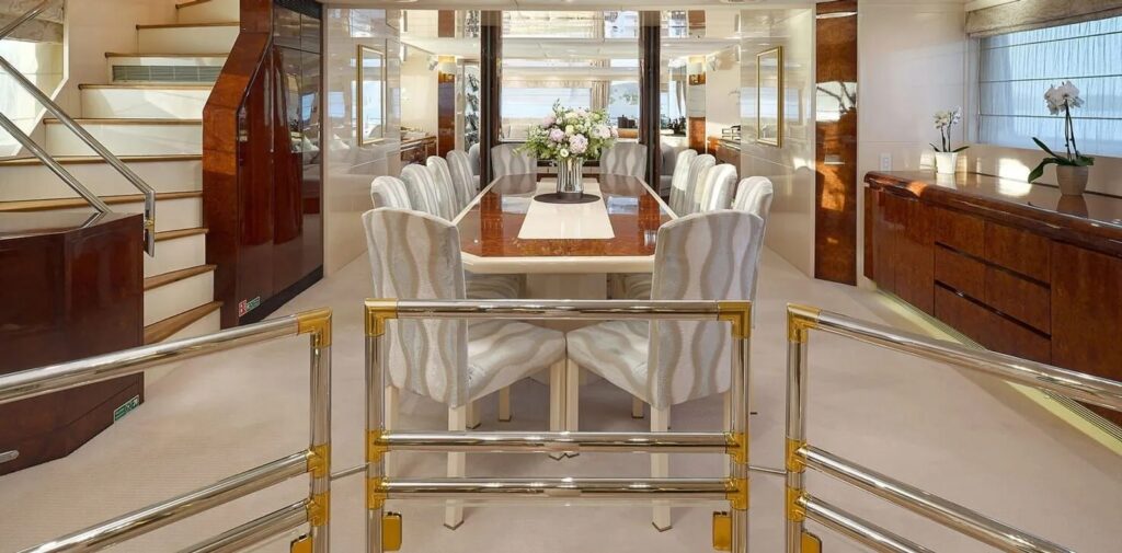 ladyship yacht charter dining table