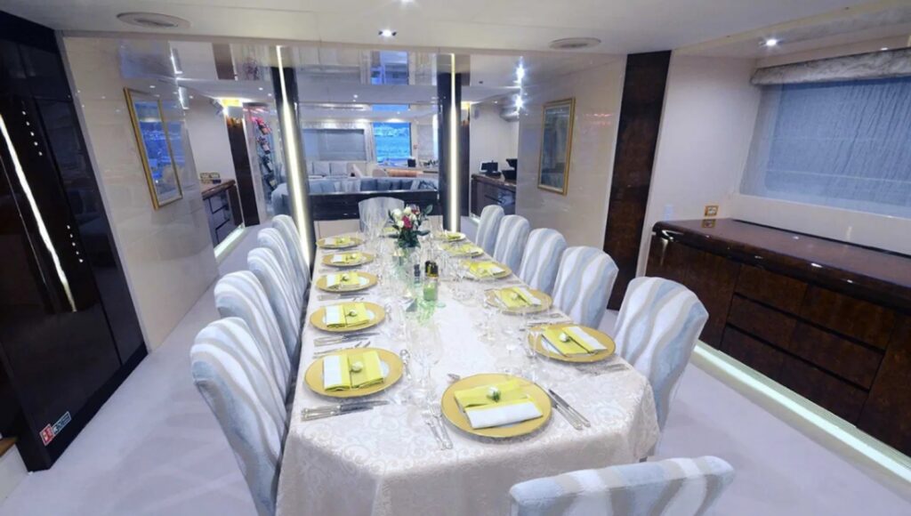 ladyship yacht charter indoor dining
