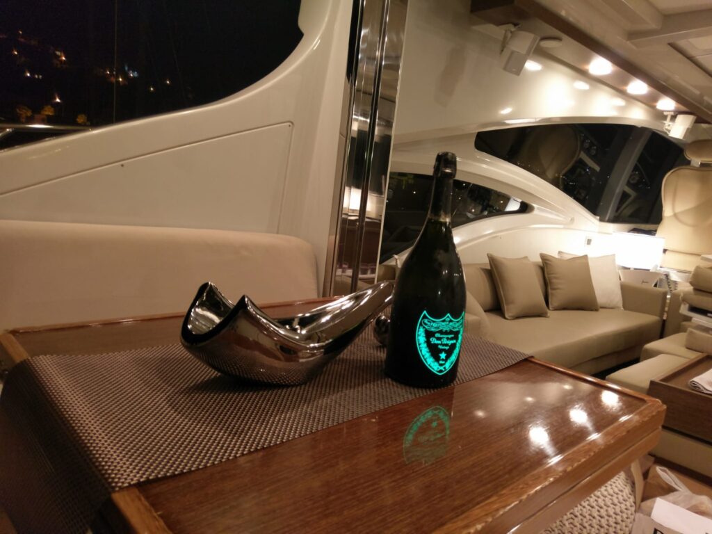 maoro yacht charter champagne bottle