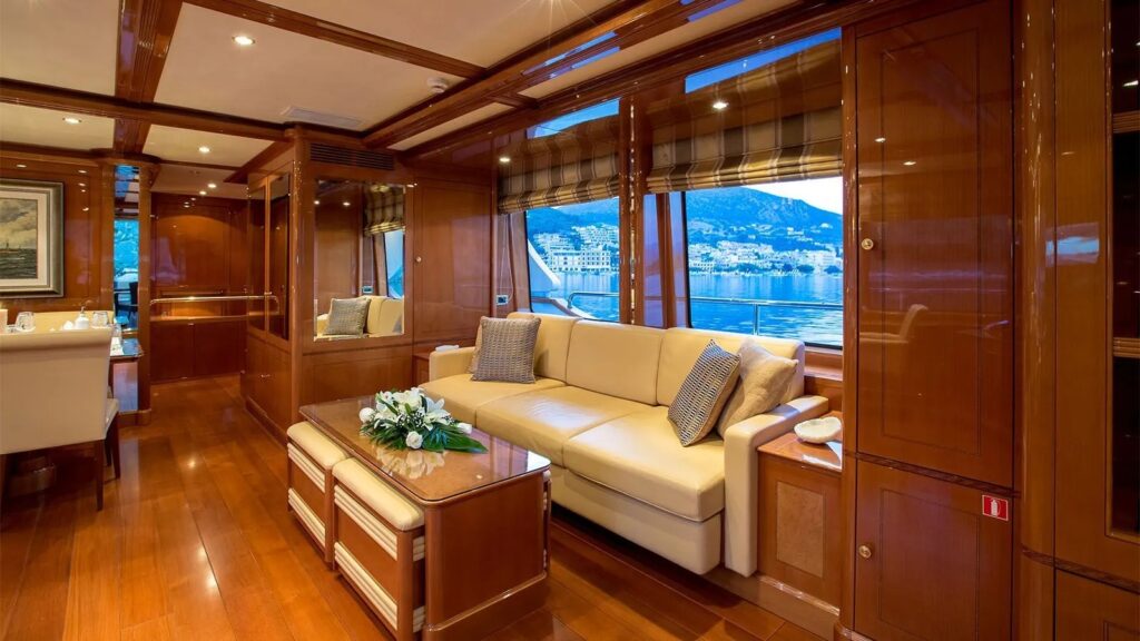 Rebecca V yacht charter main deck lounge