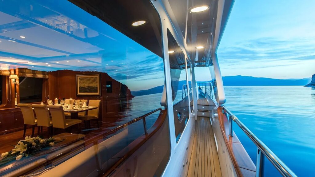 Rebecca V yacht charter side deck