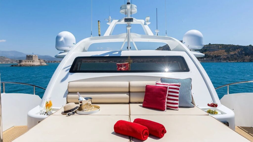 Rebecca V yacht charter sundeck front