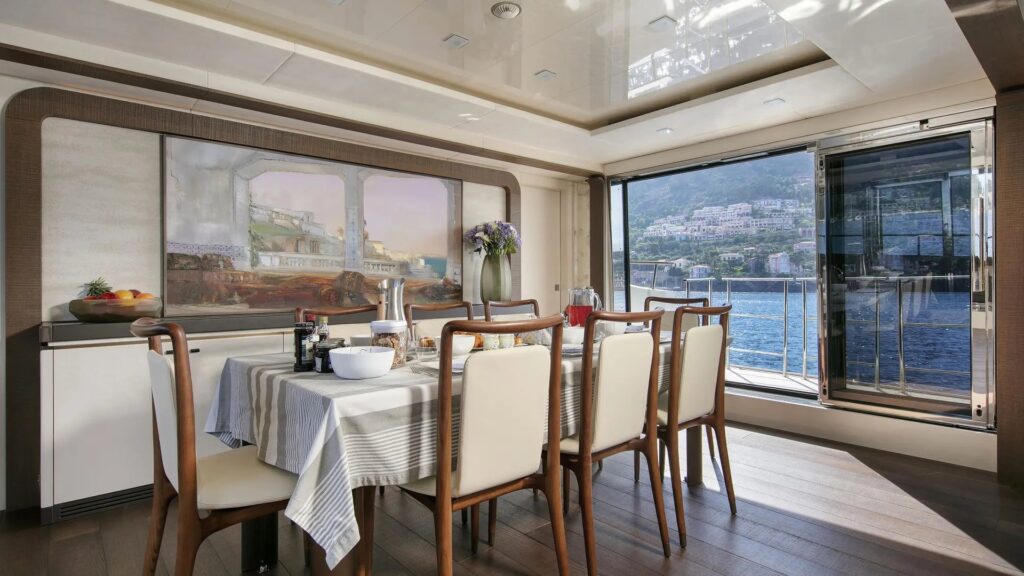 esmeralda of the seas yacht charter indoor dining